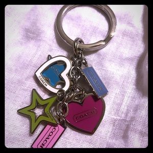 Coach heart and stars key chain